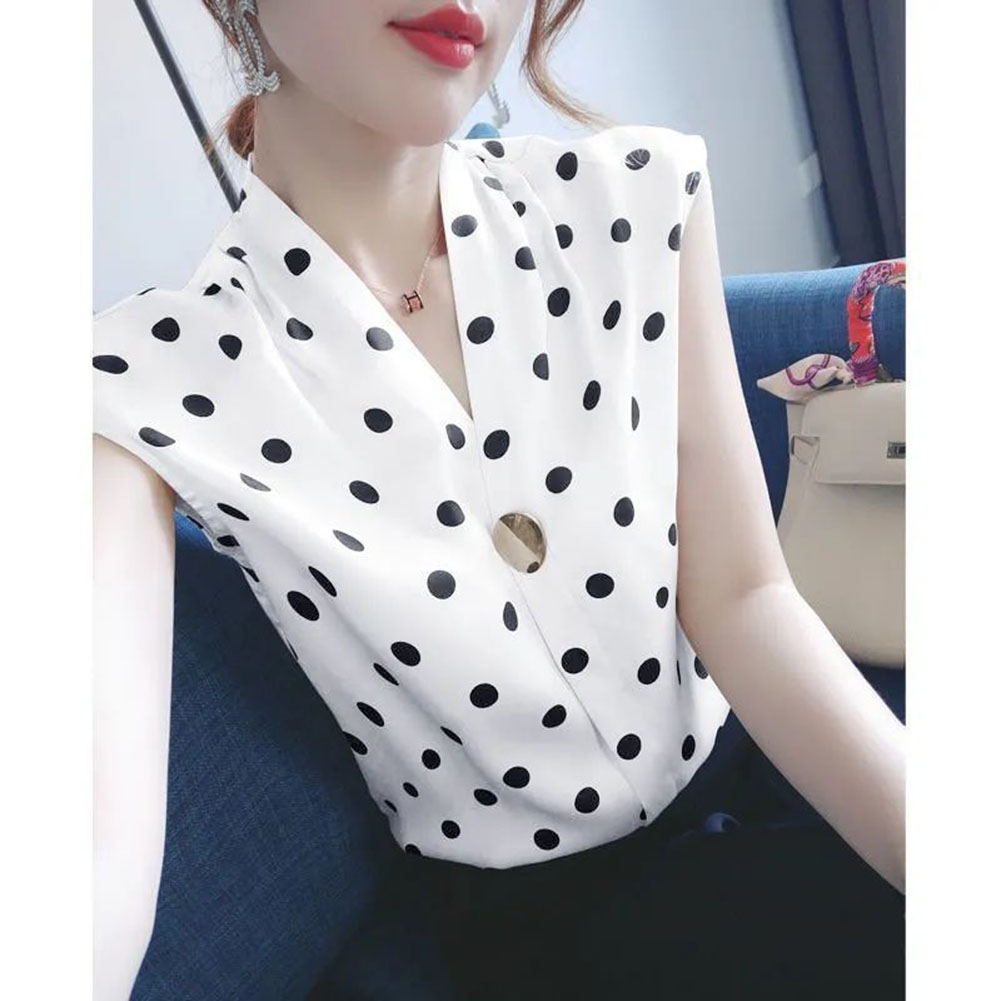 polka dots sleeveless tops