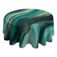 thumbnail image 4 of Teal and Gold Marble Golden Splashes Pattern Round Tablecloth 60"x60",Wrinkle Wipeable Table Cloth for Kitchen Dining Room Picnic Patio Party, 4 of 6
