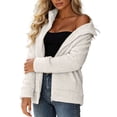 thumbnail image 5 of JOANKDMI Fuzzy Fleece Jacket for Women Full Zip Sherpa Coat Casual Stand Collar Long Sleeve Winter Warm Outerwear with Pockets Cozy Fluffy Tops for Fall Cold Weather, 5 of 5