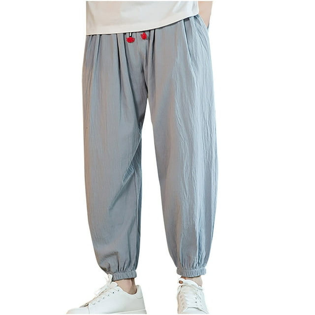 Birdeem Leggings d'Été Décontractés en Coton et Lin pour Hommes