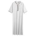 thumbnail image 3 of Aueoeo Robe for Men Long Sleeve Kaftan Islamic Arabic Thobe V Neck Robe Ramadan Middle Islamic Cloth Shirt Gown, 3 of 3