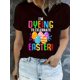 thumbnail image 1 of Camiseta De Mujer De Verano Ligera Básica Para Mochilero, Camping, CaminarWomen's Easter Bunny & Colorful Egg Hunt Graphic T-Shirt - Casual, Short Sleeve, Crew Neck in Dark BCamisetas de verano para, 1 of 7