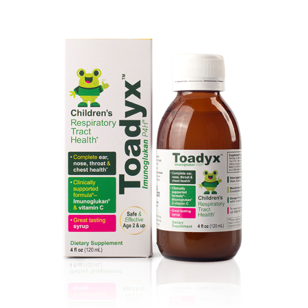 Toadyx | Children’s Complete Respiratory Tract Support | Seasonal Support for Ear  Nose  Throat  & Chest Health | Clinically Supported Formula | Imunoglukan + Vitamin C | 4oz Syrup | Ages 2+