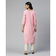 thumbnail image 4 of DWEEP SARA Kurta Droit Rose à Imprimé Cachemire pour Femmes M/38 Tunique Ethnique Manches 3/4 Tenue Décontractée Festive, 4 of 7