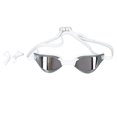thumbnail image 2 of Gafas de natación a prueba de fugas y sin costuras con protección UV, lentes de alta definición para carreras, marco blanco plateado, 2 of 8