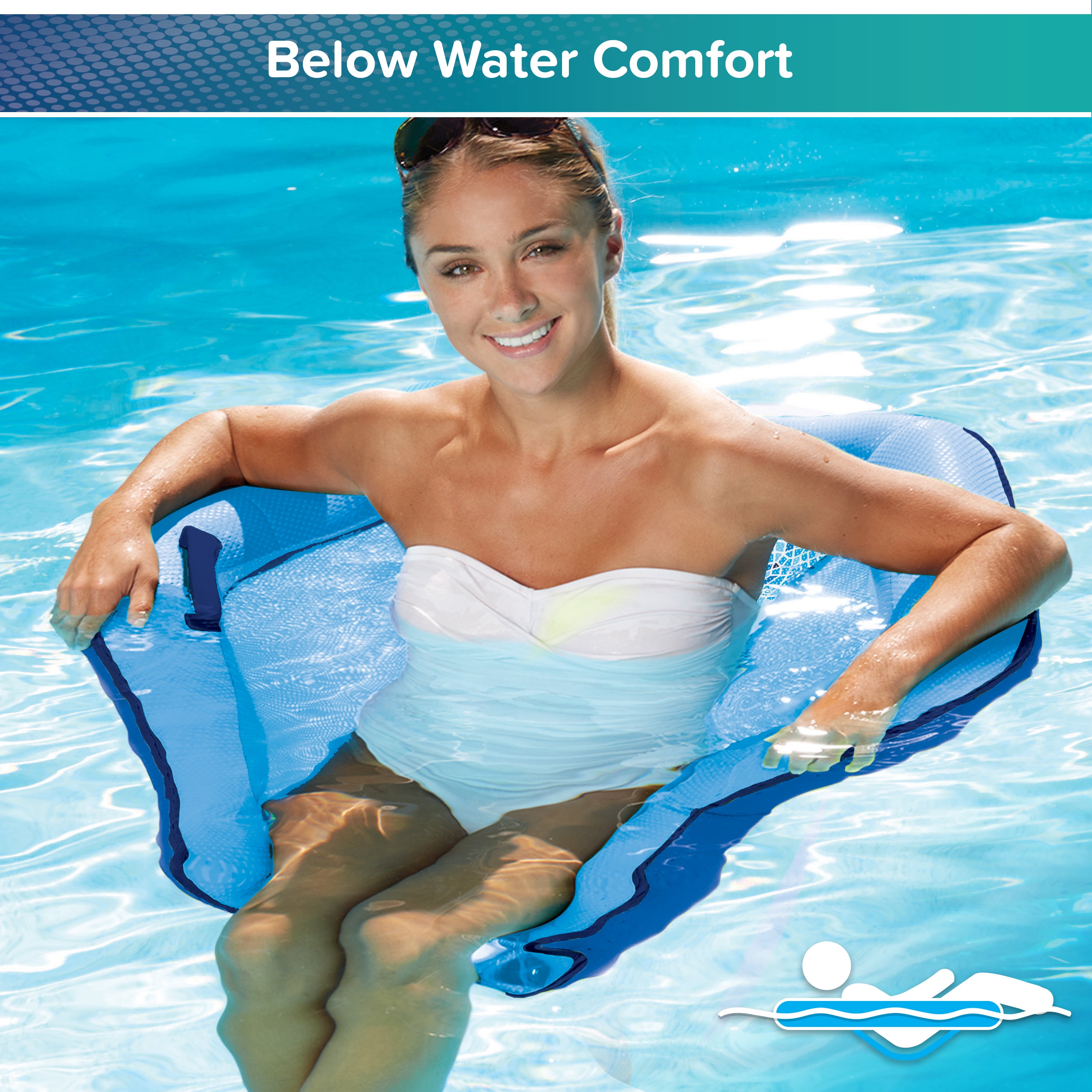 (2 pack) Aqua-Leisure Hex Lounge Chair Pool Float for Adults, Blue, Weight Capacity 250 lbs.