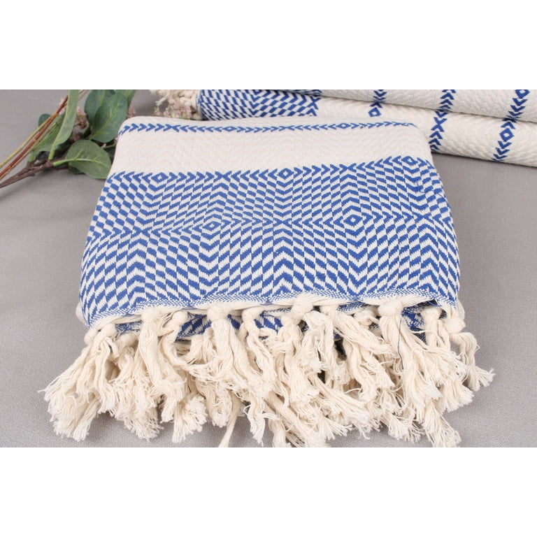 【as\"on】BABY BLUE BEACH TOWEL◆ ZNDUO Bath Towel, Blue Wavy Lines Pattern Oversized Quick