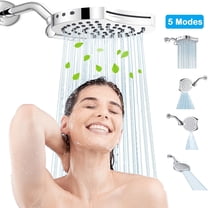 FETERVIC Shower Head, Multi-Function 5 Modes Water Spray with Chrome Plated Finish, Adjustable Angles, Anti-Clogging Nozzles