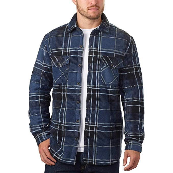 freedom foundry men's plaid fleece jackets super plush sherpa lined jacket shirt