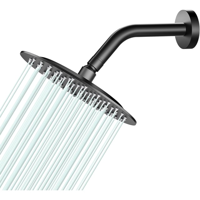 Pommeau de Douche Pluie Rond Haute Débit Acier Inoxydable Design Haute Pression (B-Chrome 12)