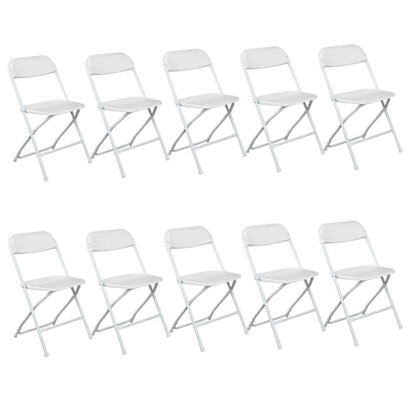 10Pcs Folding Chairs, Injection Plastic Folding Chair with 350LBS Capacity, Portable Event Chair for Events Office Wedding Party Rental Picnic Patio, White