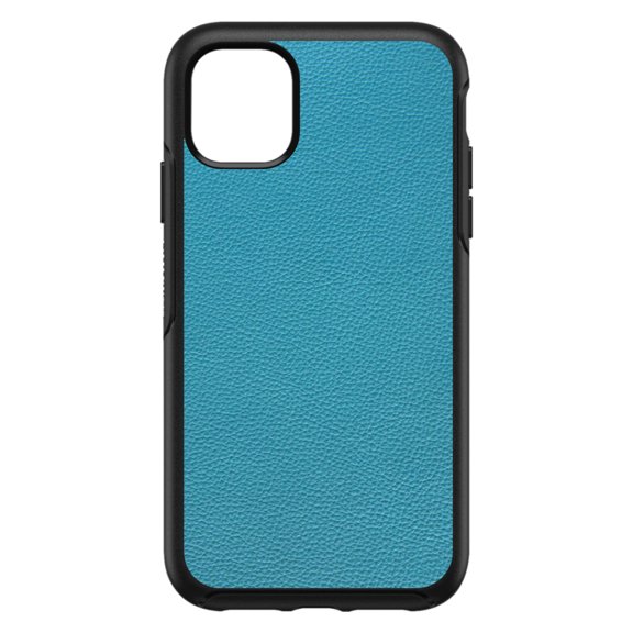 DistinctInk Custom SKIN / DECAL compatible with OtterBox Symmetry for iPhone 11 Pro (5.8" Screen) - Teal Faux Leather Print Design - Printed Faux Leather Image