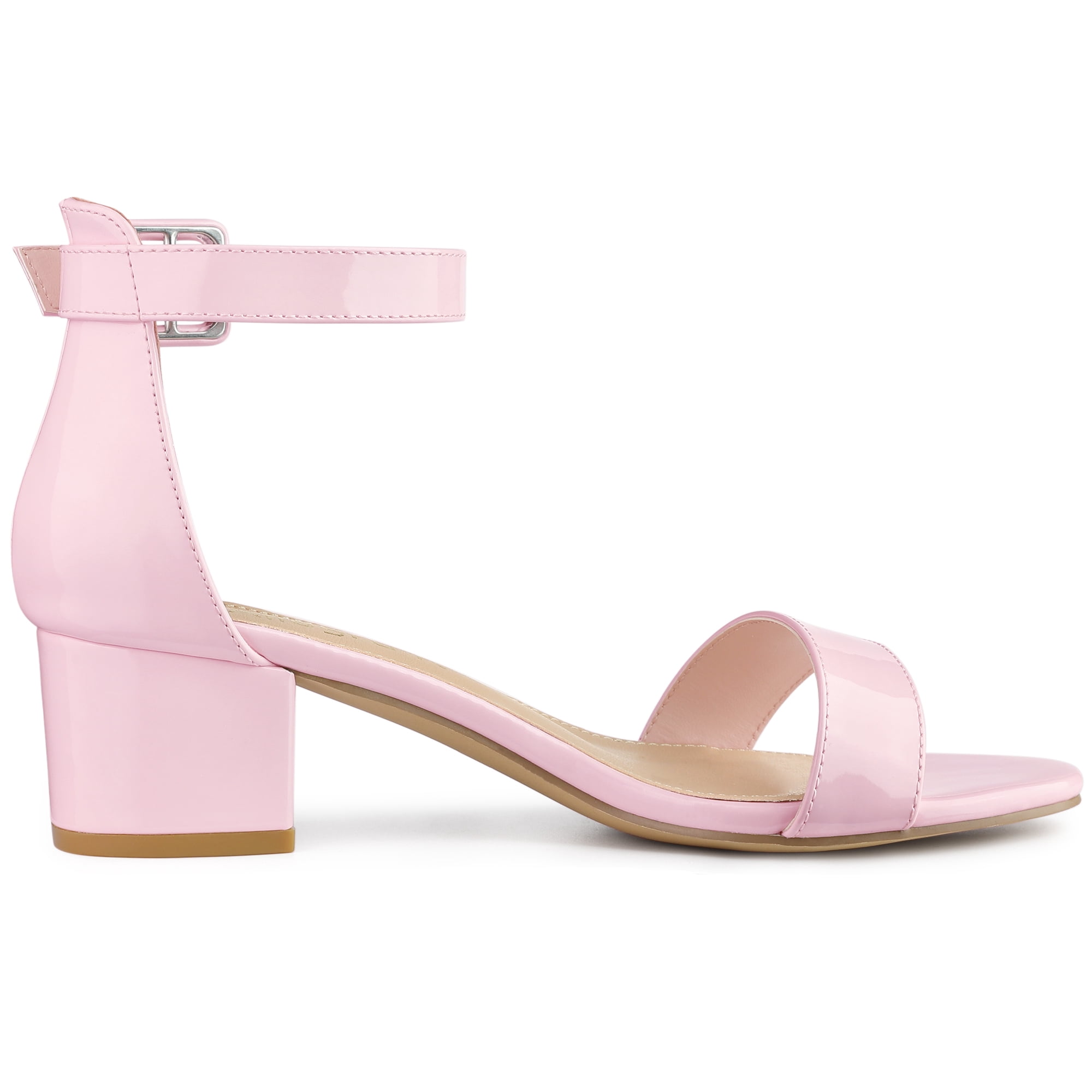 DARING DIVA Women's Ankle Strap Low Block Heel Sandals 8.5 Pink