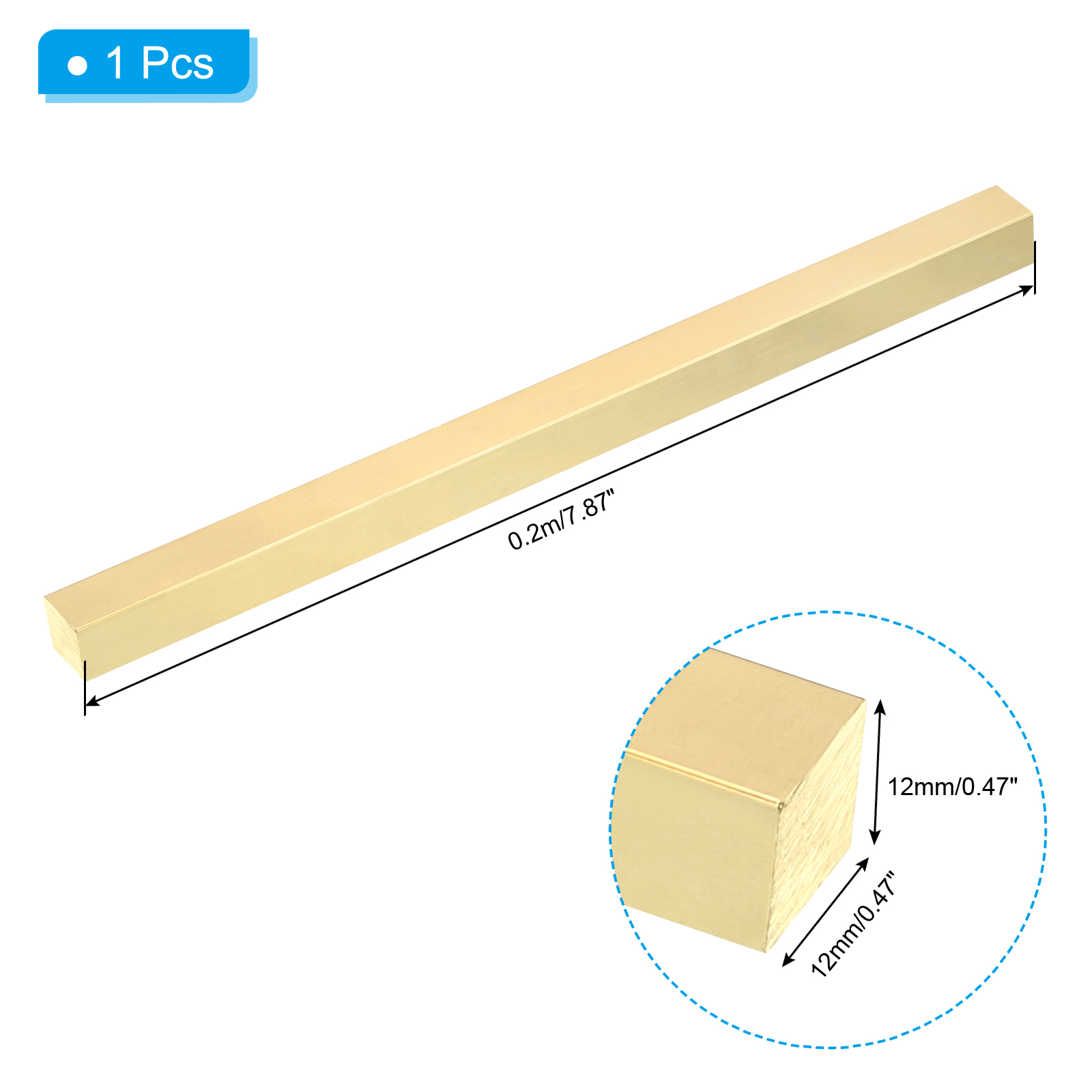 Unique Bargains Brass Square Bar Solid Flat Mill Stock for Crafting 0.2Mx12mmx12mm