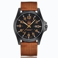 thumbnail image 1 of SOKI 1pc Brown Men Nylon Strap Quartz Watch Fashion Simple Round Glass Dial Date Watch For Daily Work Sports Coffee_0, 1 of 7