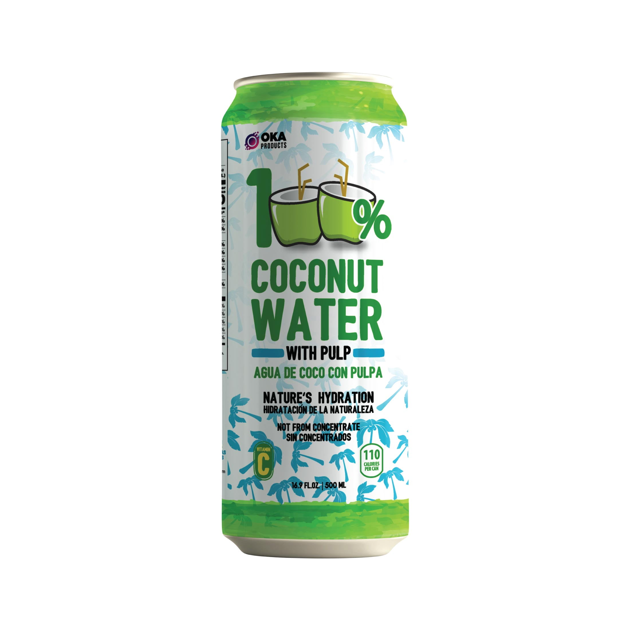 100% Coconut Water with Pulp, Pure, No Added Sugar, 16.9 fl oz can