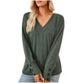 thumbnail image 5 of ZQGJB Fall Long Sleeve Solid Shirts for Women Casual V Neck Lightweight Pullover Sweatshirts Loose Fit Comfy Tshirt Tops Soft Cotton Tunic Blouse Green XXL, 5 of 5