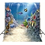 GreenDecor 5x7ft Photography Backdrops Underwater World Backgound Colourful Fish Undersea Backdrops for Studio Photo Props
