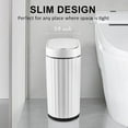 thumbnail image 5 of Automatic Motion Sensor Trash Can - 2 Gallon Slimline for Bathroom, Bedroom, Kitchen, Office - White with Gold Trim, 5 of 18