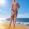thumbnail image 7 of Ailaofu Women's Floral Bikini Sets with Mesh Cover Up, Top Swim Trunks 3 Piece, 7 of 7