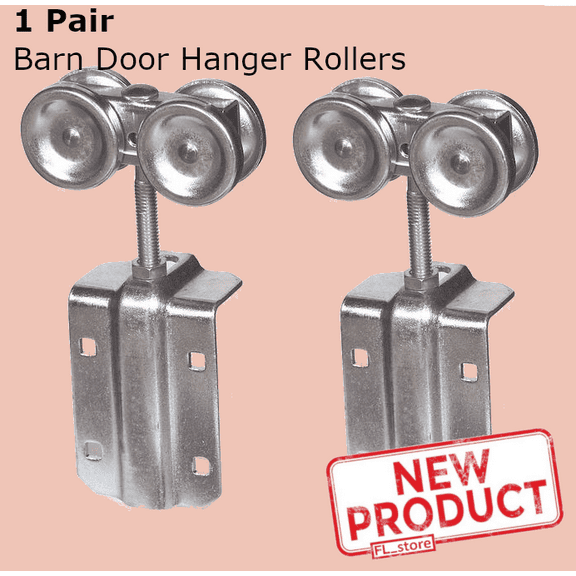 2 PACK Barn Door Hanger Rollers Sliding  Box Rail Track Plated Steel Silver NEW