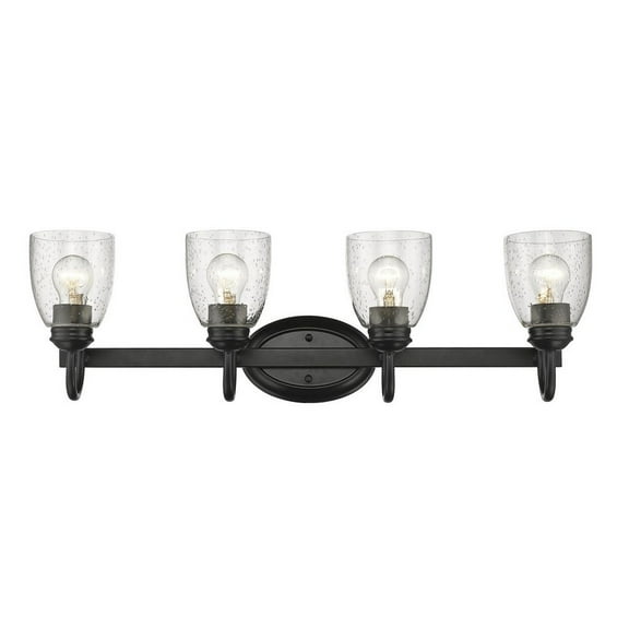 Parrish 4 Light Bath Vanity in Black with Seeded Glass
