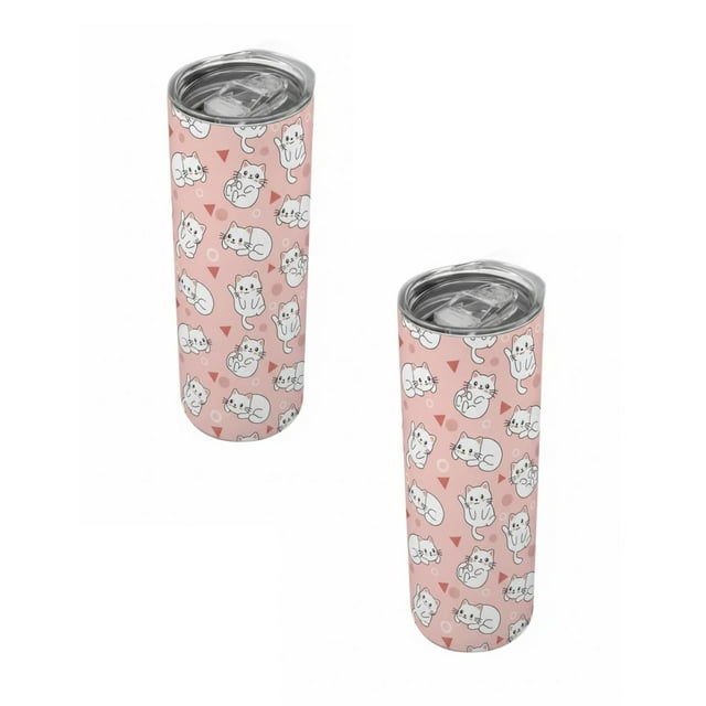 Duo de termos de 590 ml diseño cute de gatitos blancos