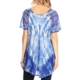 thumbnail image 2 of Sakkas Donna Women's Casual Lace Short Sleeve Tie Dye Corset Loose Top Blouse - SkyBlue - Plus Size, 2 of 5