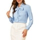 thumbnail image 1 of INSPIRAR CHIC Blusa de Oficina de Manga Larga con Lazo en el Cuello y Contraste en Azul Cielo S, 1 of 6