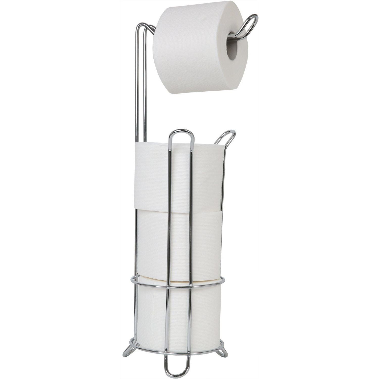 Free Standing Toilet Paper Holder For Bathrooms Chrome Tissue Rolls