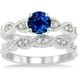 thumbnail image 2 of 1.5 Carat Sapphire and Diamond inertwined Bridal setRound cut diamond on 10k White Gold, 2 of 3