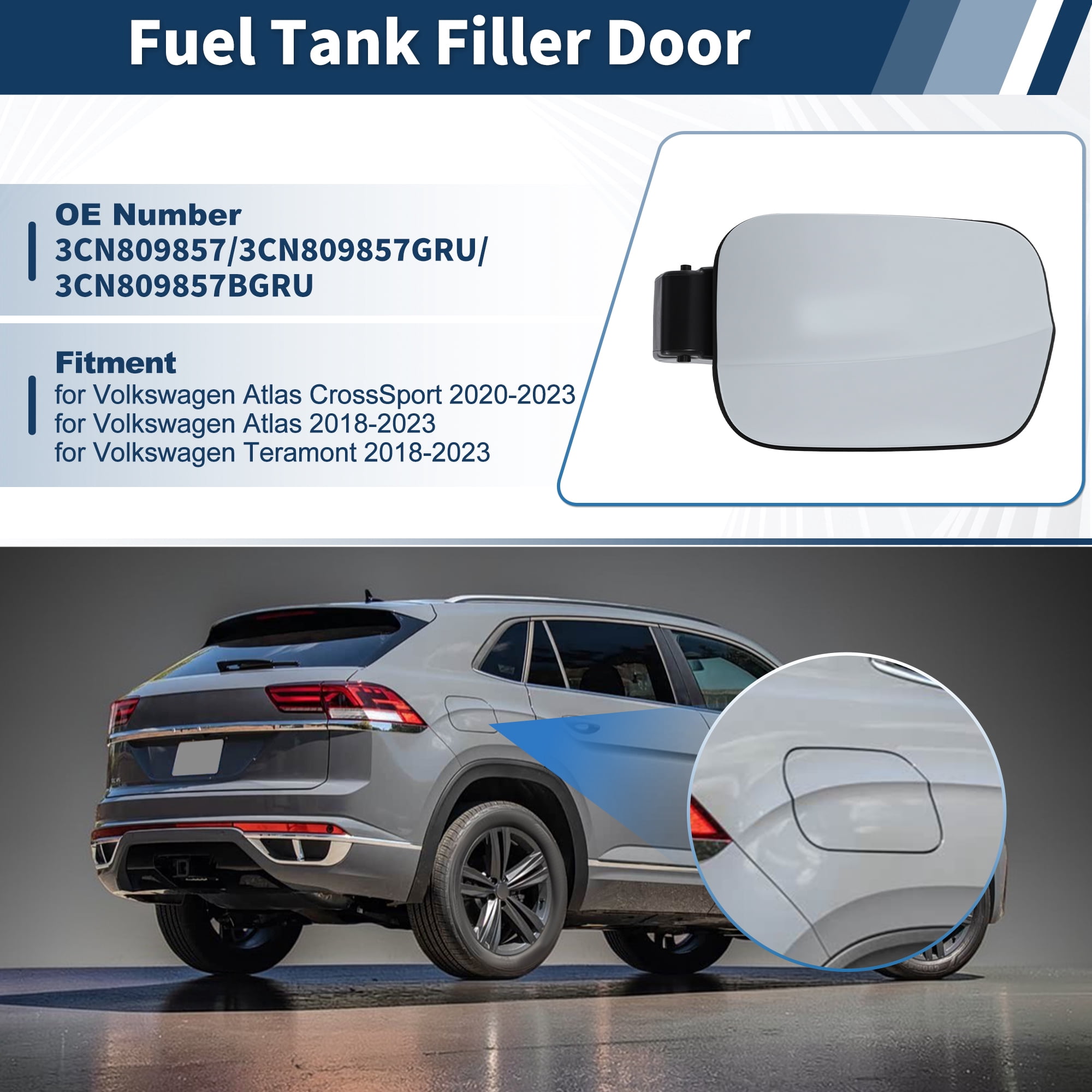 Unique Bargains White Fuel Tank Door Cover Cap 3CN809857 For VW Atlas Teramont