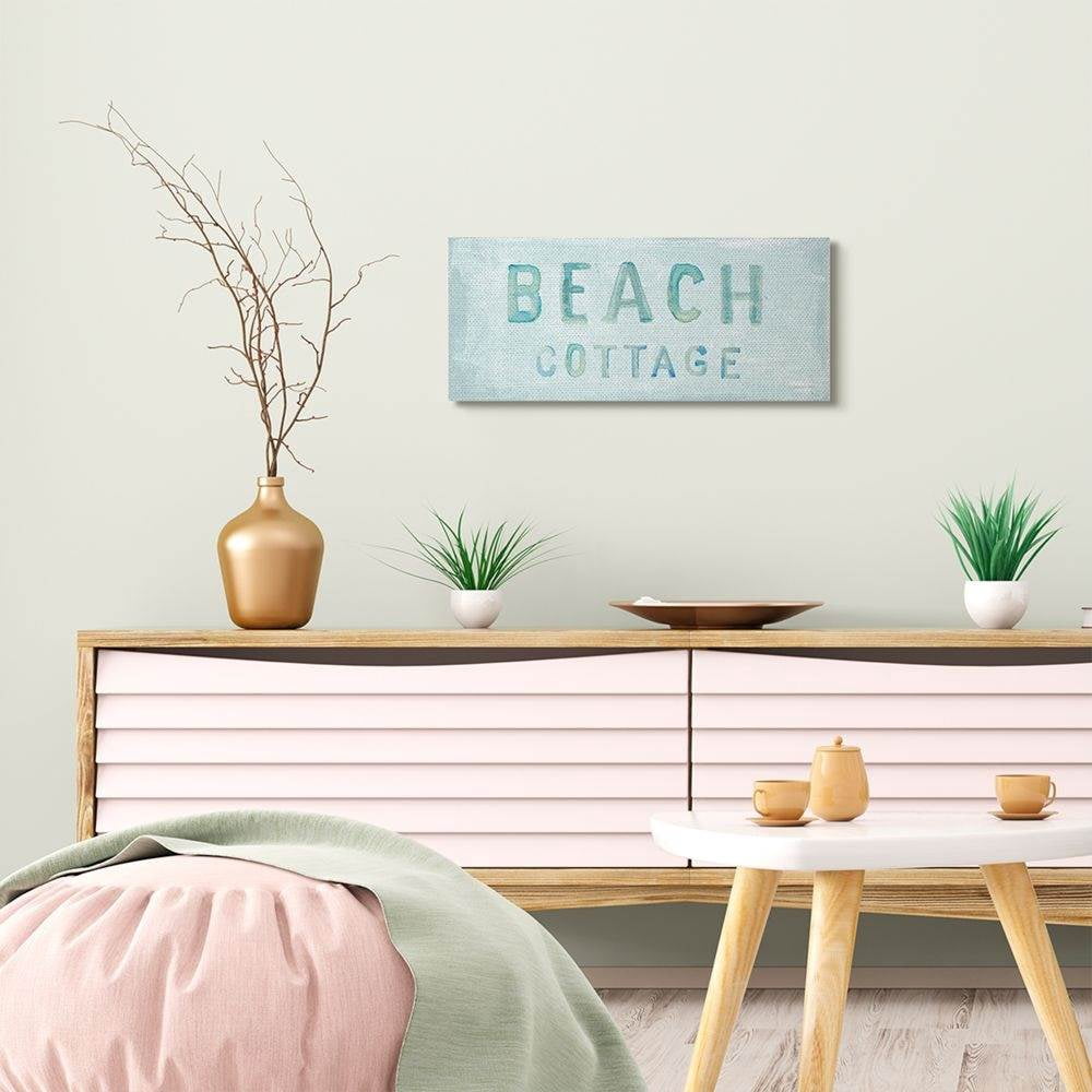 Stupell Industries Beach Cottage Ocean Blue Word Painting Canvas Wall Art by Danhui Nai