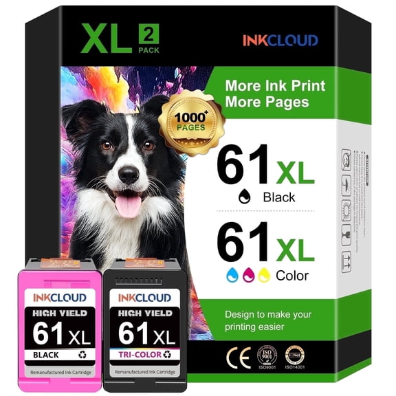 61XL Black & Color Ink Cartridges Compatible for 61 Printer ink 61 for Deskjet 2541 OfficeJet 4630 Envy 4501 4500 Printer (Black,Tti-color)