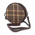 thumbnail image 2 of Lsque khaki coffee plaid Pattern Shoulder Bag – Microfiber Leather Crossbody with Detachable Strap & Handle Ring, Waterproof & Durable, Elegant Everyday Carry, 2 of 5