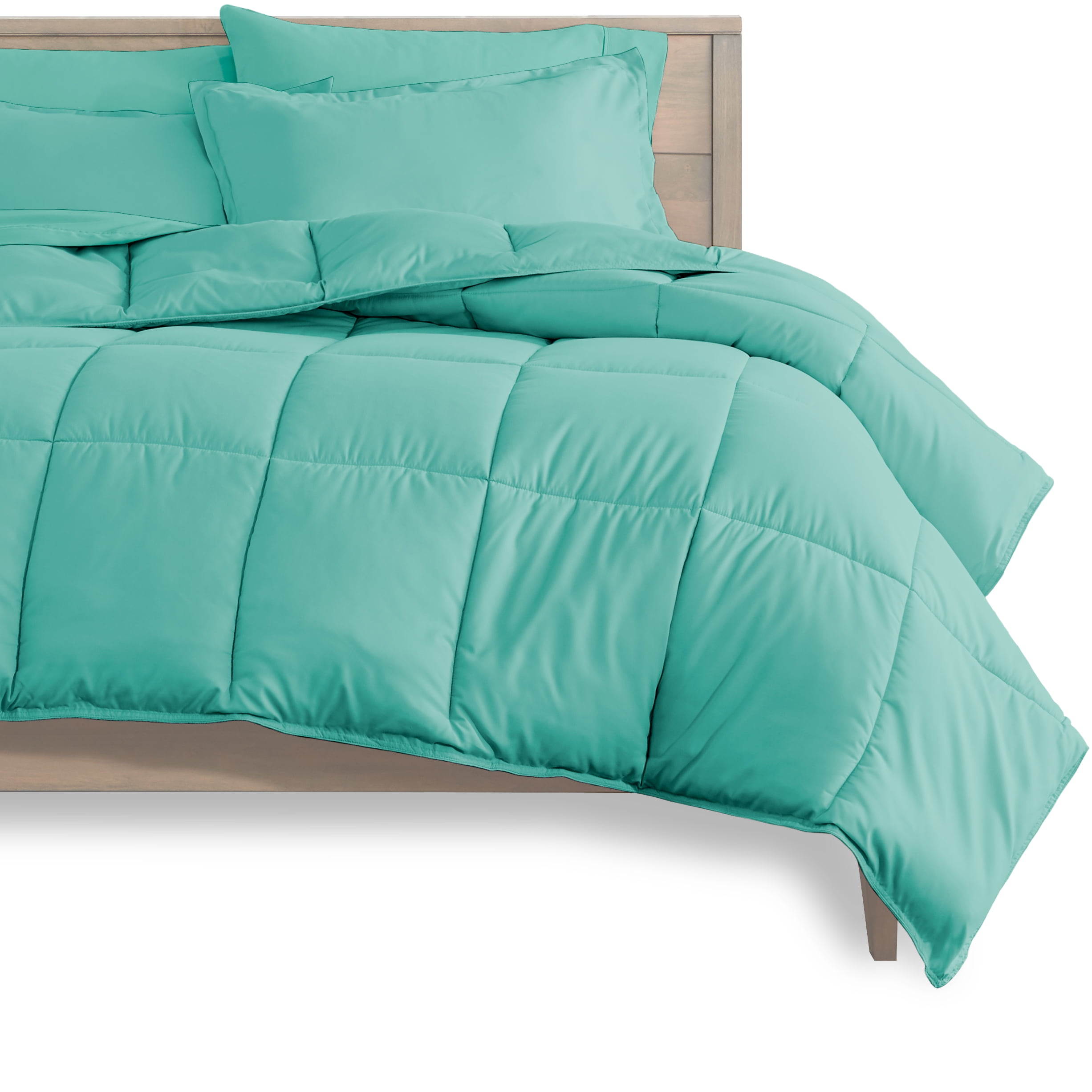 Bare Home Microfiber 5-Piece Turquoise and Turquoise Bed in a Bag, Twin