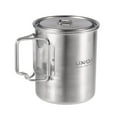 thumbnail image 1 of Lixada 750ml Tasse Tasse Extérieure en Acier Inoxydable Tasse avec Poignées Pliables et Couvercle pour la Randonnée de Camping, 1 of 7