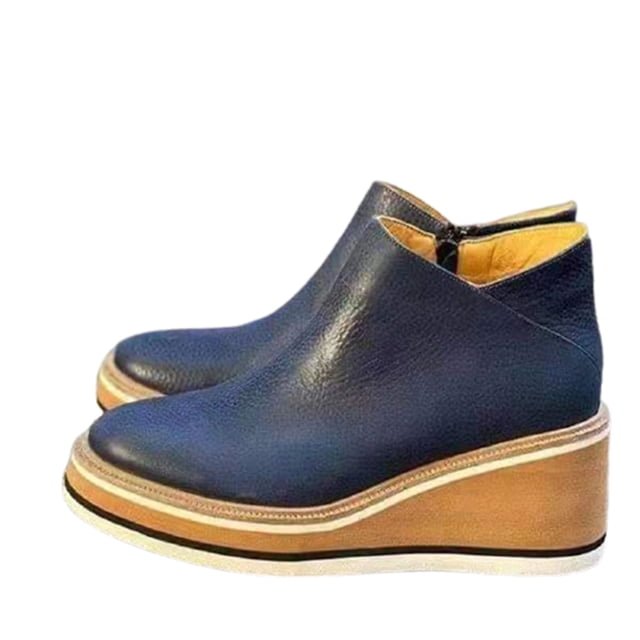 Bottines pour Femmes Couleur Unie Bout Rond Chaussures Compensées Chaussures Décontractées à la Mode