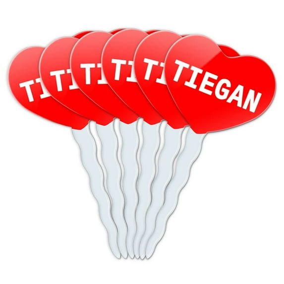 Tiegan Heart Love Cupcake Picks Toppers - Set of 6
