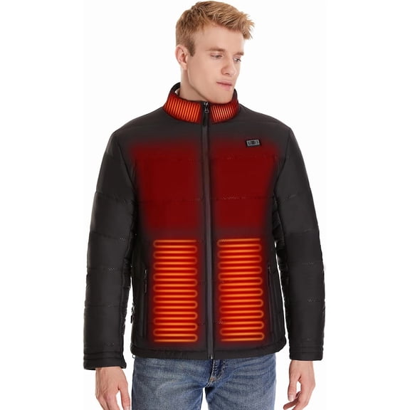 SAVIOR HEAT Men Heated Jacket Soft Cotton Fabric,Windproof Waterproof 7.4V Power Bank Technology