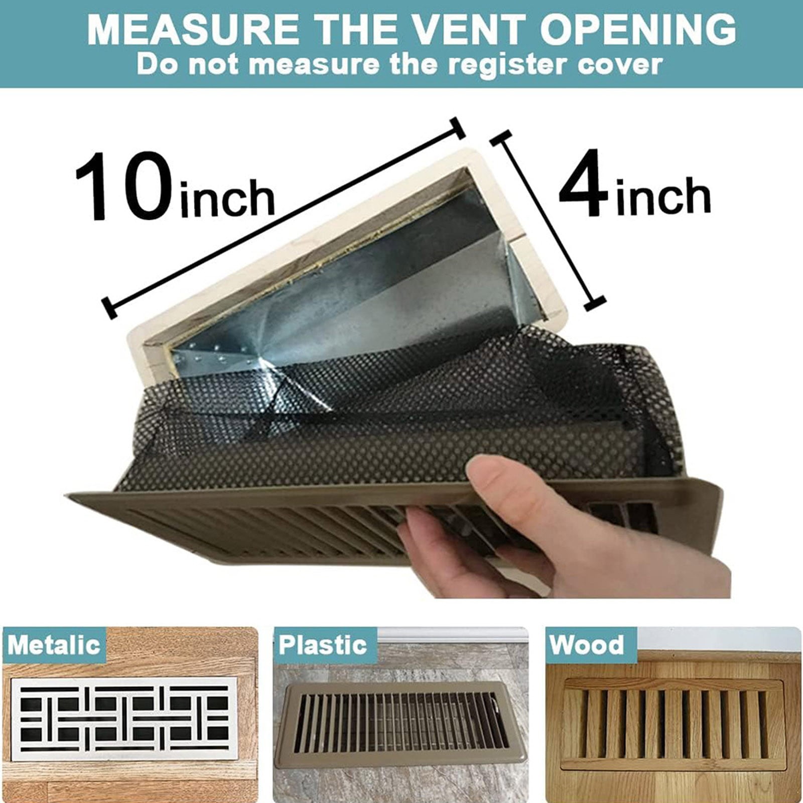 BRELIL 2Pcs Durable Floor Filter Screen, 4X10 Inch Ventilation Opening Mesh, 3PC Polyester PVC Floor Trough Net Pocket, Household Standing Garbage Collection Net for Home Air Duct Register