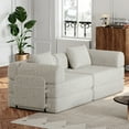 thumbnail image 6 of Leumius Chenille Convertible Sofa Bed,72" Folding Sleeper Couch with Two Side Storage Pockets for Living Room,Bedroom,Light Khaki, 6 of 7