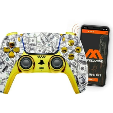 Gold Money Custom Rapid Fire MODDED Wireless Controller for PS5 & PC. Best for FPS Games