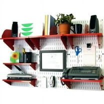 Wall Control B1296667 Office Wall Mount Desk Storage & Organization Kit, White & Red - 48 x 32 x 12 in.
