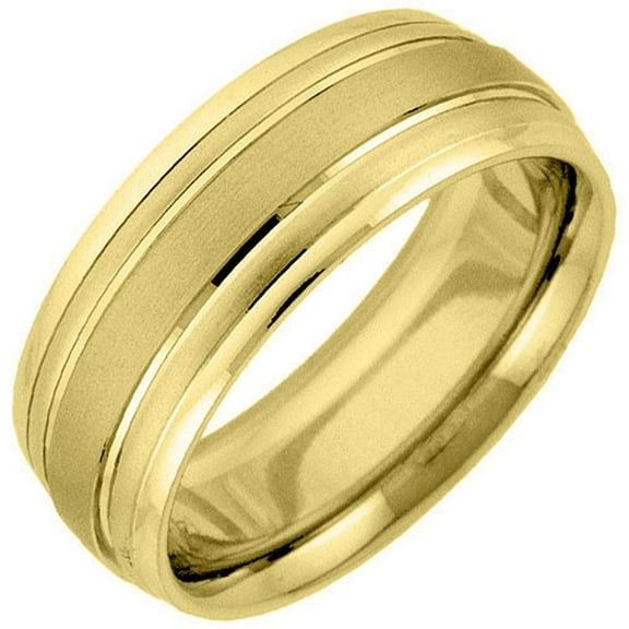 Mens 14KT Yellow Gold 6mm Satin Comfort Fit Wedding Band