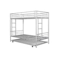 thumbnail image 6 of BTMWAY Twin Over Twin Bunk Bed with Trundle, Metal Bunk Beds Frame with 2 Side Ladders, Convertible Bunk Bed with Safety Guard Rails, No Box Spring Needed, Silver, 6 of 11