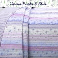 thumbnail image 3 of Cozy Line Shabby Chic Floral Ruffle Stripe 100% Cotton Reversible Quilt Set (Lavender, King - 3 Piece), 3 of 6