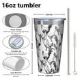 thumbnail image 4 of 16oz Tumblers White Chicken Black Rooster Pattern Stainless Steel Vacuum Insulated Double Wall Travel Tumbler Cups Mug with Lid and Straw,Cleaning Brush for Coffee,Tea, 4 of 4