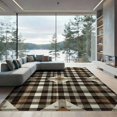 thumbnail image 2 of ODIKA 8'x10' Washable Area Rug Durable, Non-Slip Throw Retro Large Faded Ornamental Details Couch Checkered Door for Living Room, Under Sectional, Family, 2 of 7