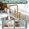 thumbnail image 2 of WOWOW Brass Double Handle Bridge Kitchen Faucet, Deck Mount Kitchen Sink Faucet with Side Sprayer, 2 of 9